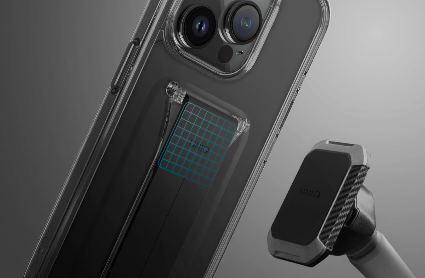 Uniq Heldro Mount Case For iPhone 15 Pro Max | Smoke Uniq Heldro Mount Case For iPhone 15 Pro Max | Smoke